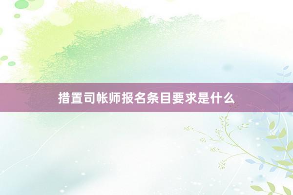 措置司帐师报名条目要求是什么